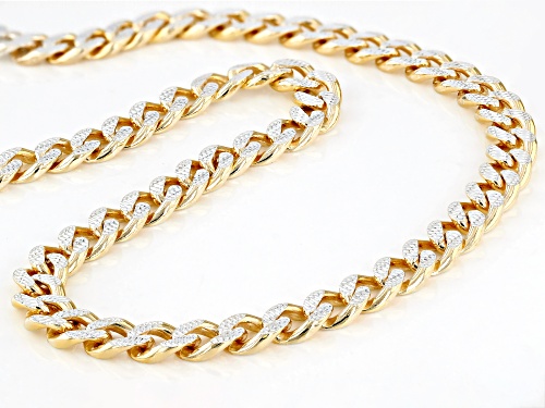 Sterling Silver & 18k Yellow Gold Over Sterling Silver 8mm Diamond-Cut Curb 20 Inch Chain - Size 20