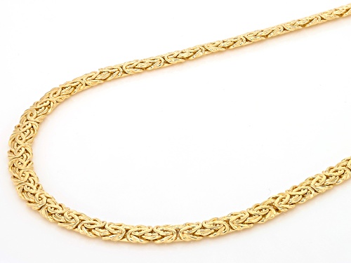 18k Yellow Gold Over Sterling Silver 4mm Byzantine Link Bracelet & 20 Inch Chain Set of 2