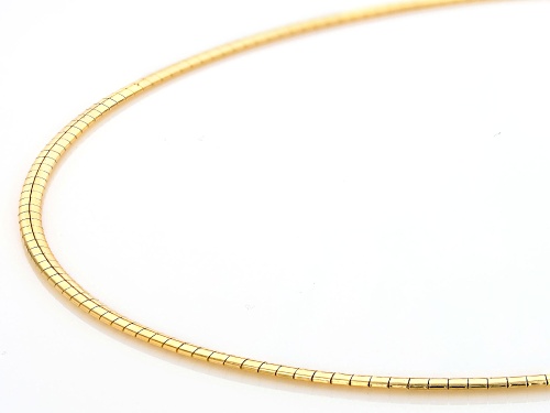 18k Yellow Gold Over Sterling Silver 2.5mm Omega 18 Inch Chain - Size 18