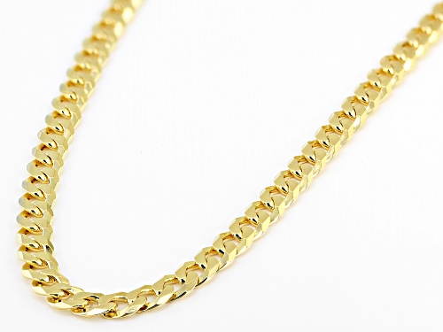 18k Yellow Gold Over Sterling Silver 6mm Flat Curb 18 Inch Chain - Size 18