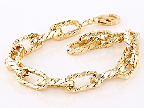 18k Yellow Gold Over Sterling Silver 7mm Twisted Paperclip Link Bracelet - Size 8