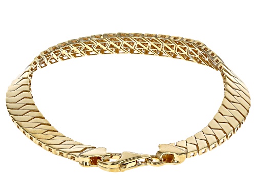 18k Yellow Gold Over Sterling Silver 7mm Designer Link Bracelet - Size 8