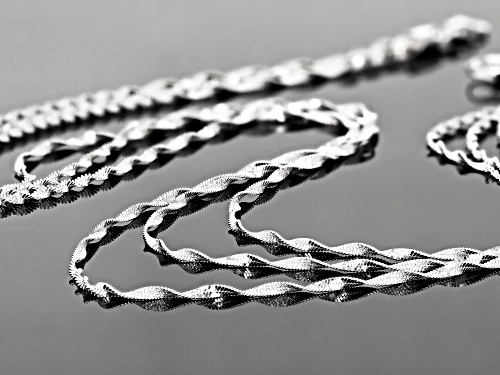 Sterling Silver Multi-strand Twisted Herringbone Necklace 20 inch - Size 20