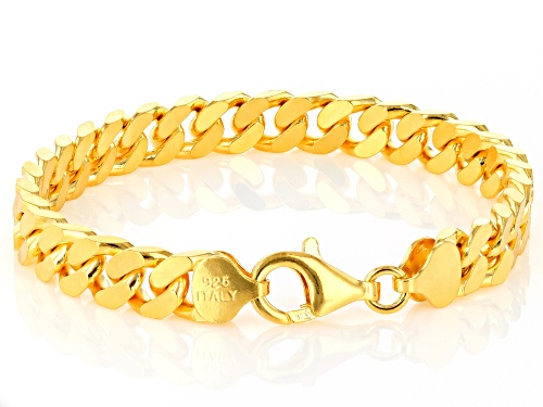 18k Yellow Gold Over Sterling Silver Curb Link Bracelet - Size 7.5