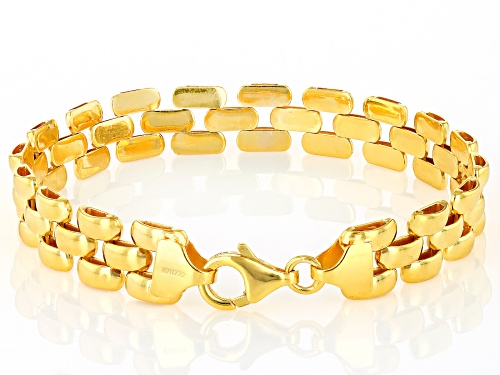 18k Yellow Gold Over Sterling Silver Panther Link Bracelet - Size 7.5