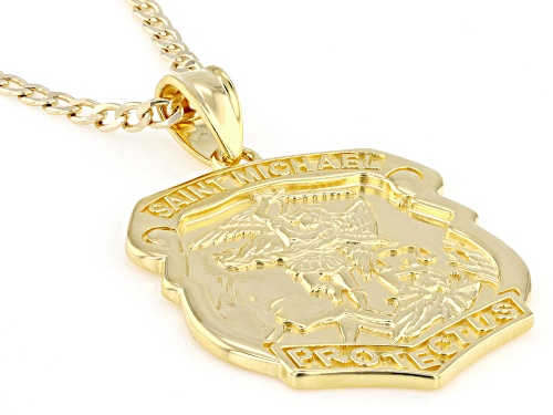 14k Yellow Gold Over Sterling Silver St. Michael Pendant with 22