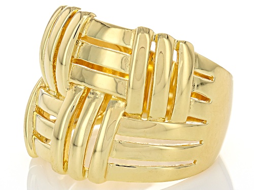 18k Yellow Gold Over Sterling Silver Basket Weave Ring - Size 7