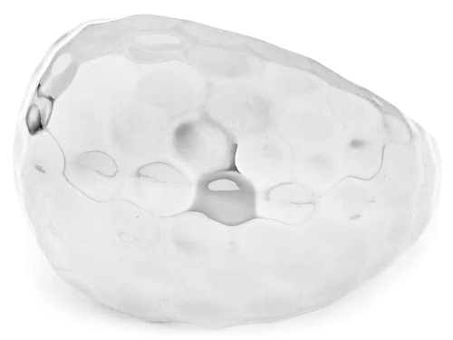 Rhodium Over Sterling Silver Hammered Dome Ring - Size 7