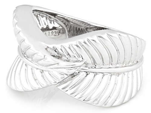 Rhodium Over Sterling Silver Leaf Ring - Size 7