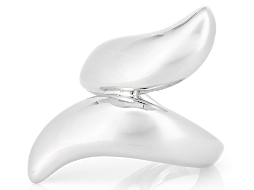 Rhodium Over Sterling Silver Bypass Ring - Size 5