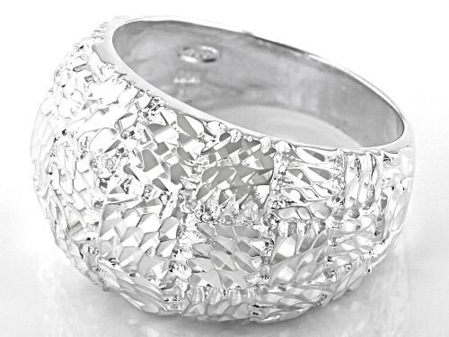 Sterling Silver Textured Basket-Weaved Dome Ring - Size 8