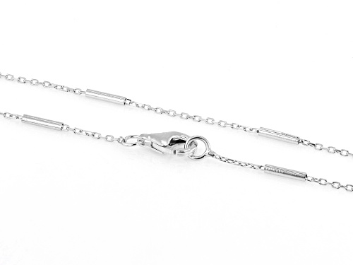 Sterling Silver 1mm Cable and Bar Chain Station Necklace - Size 18