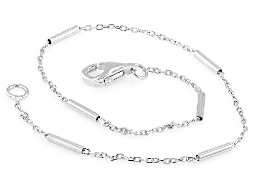 Sterling Silver 1mm Cable and Bar Link Station Bracelet - Size 8