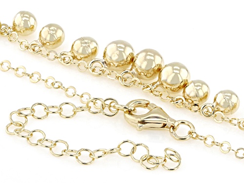 18k Yellow Gold Over Sterling Silver Graduated Bead Drop Necklace - Size 18