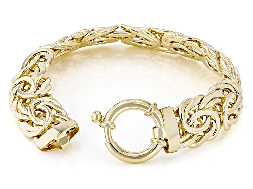 18k Yellow Gold Over Sterling Silver 14mm Byzantine Bracelet - Size 7.25