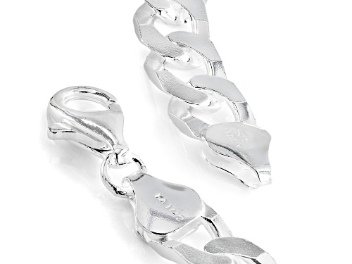 Sterling Silver 7.3mm Flat Curb Link Bracelet - Size 8.5