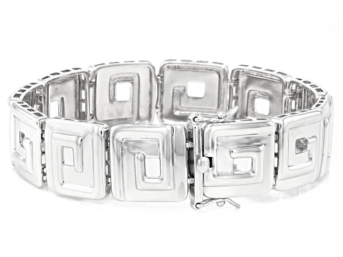 Rhodium Over Sterling Silver Link Bracelet - Size 7.25