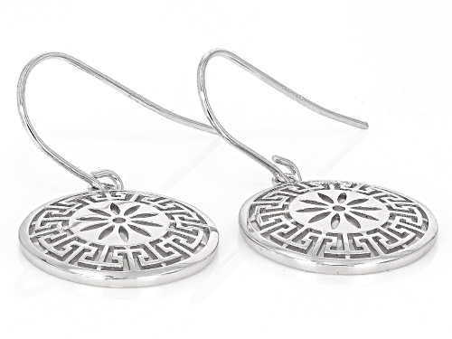Rhodium Over Sterling Silver Flower Earrings