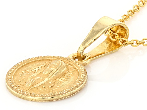 18k Yellow Gold Over Sterling Silver Holy Mary Pendant with Chain