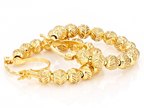 18k Yellow Gold Over Sterling Silver Diamond Cut Bead 0.75