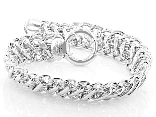 Sterling Silver 11.5mm Diamond Cut and Polished Multi-Link Bracelet - Size 7.25