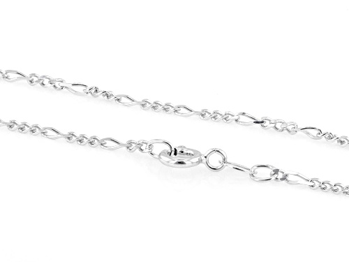 Rhodium Over Sterling Silver 1.7mm Figaro 18