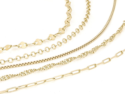 18k Yellow Gold Over Sterling Silver Rolo, Mirror, Paperclip, Box, and Singapore 18