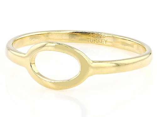 18k Yellow Gold Over Sterling Silver Oval Open Design Ring - Size 10