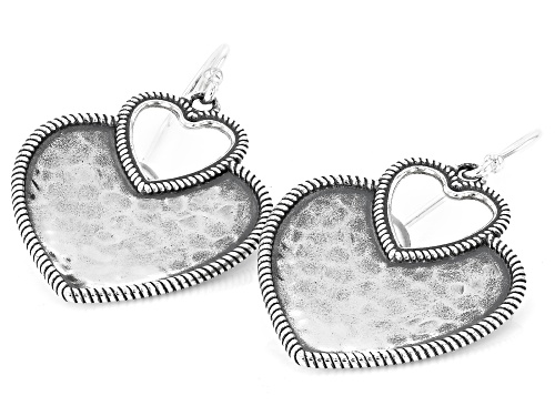Sterling Silver Hammered Heart Earrings