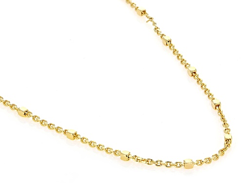 18k Yellow Gold Over Sterling Silver Cable with Square Bead Station 19