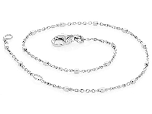 Sterling Silver Cable and Square Bead Bracelet - Size 7.5