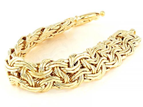 18k Yellow Gold Over Sterling Silver 16mm Byzantine Bracelet - Size 7.25