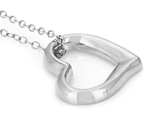 Rhodium Over Sterling Silver Heart Pendant with Chain