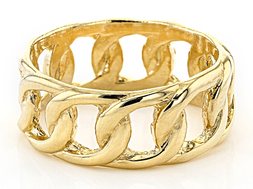 18K Yellow Gold Sterling Silver Curb Ring - Size 7