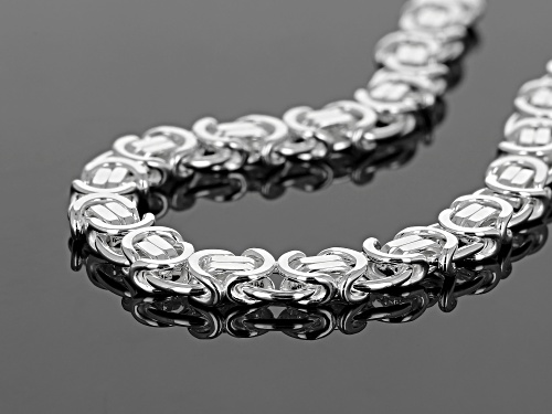 Sterling Silver 6.80MM Flat Byzantine 7.5 Inch Bracelet - Size 7.5