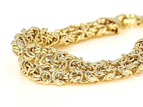 10K Yellow Gold Over Sterling Silver 15MM Byzantine Bracelet - Size 8