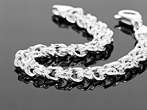 Sterling Silver Diamond-Cut 9MM Double Link Bracelet - Size 8.5