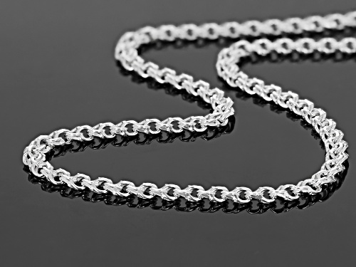 Sterling Silver Diamond-Cut 4.4MM Double Link Chain 18 Inch Necklace - Size 18