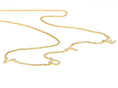 18K Yellow Gold Over Sterling Silver VOTE Initial Cable Chain 18 Inch with 2 Inch Extender Necklace - Size 18
