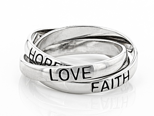 Sterling Silver Triple Rolling Faith, Hope, Love Band Rings - Size 7