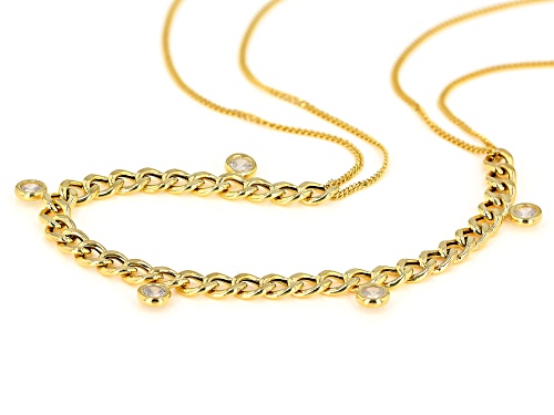 18K Yellow Gold Over Sterling Silver with Bella Luce® White Diamond Simulant Curb Necklace - Size 20