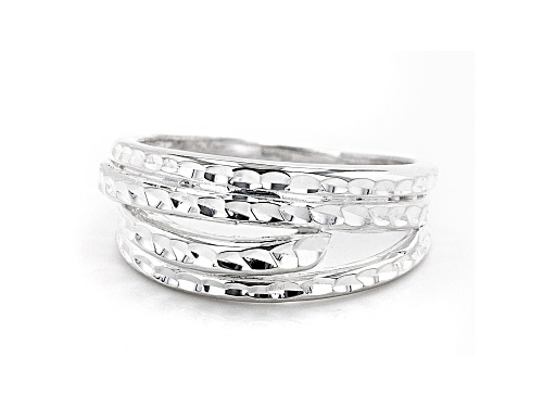 Sterling Silver Diamond-Cut 9.1MM Multi-Row Ring - Size 7