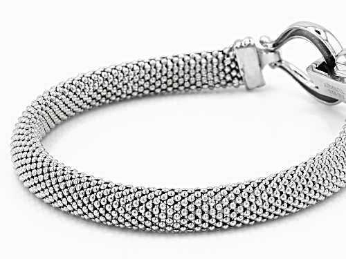 Rhodium Over Sterling Silver Popcorn Chain Bracelet - Size 8
