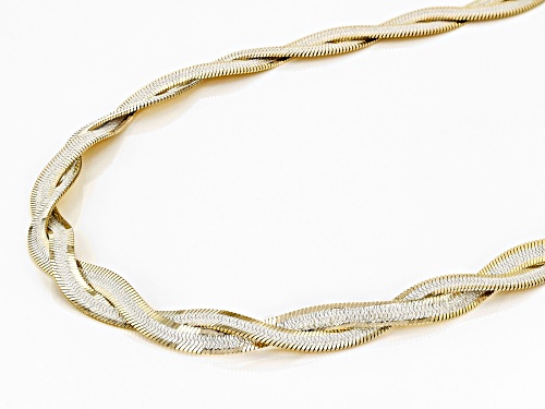 Sterling Silver & 18K Yellow Gold Over Sterling Silver 4.5mm Double Row Herringbone 18 Inch Necklace - Size 18