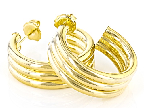 18k Yellow Gold Over Sterling Silver  Multi-Row Hoop Earrings