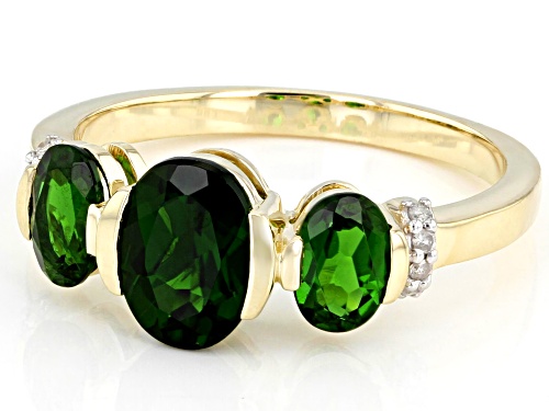 1.93ctw Oval Chrome Diopside and 0.04ctw White Diamond Accent 10K Yellow Gold Ring - Size 8