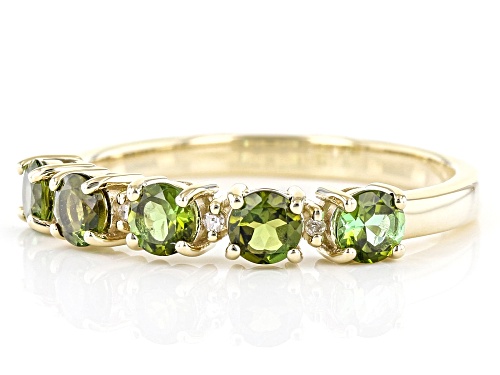 0.72ctw Green Tourmaline With 0.02ctw White Diamond 10k Yellow Gold Band Ring - Size 8