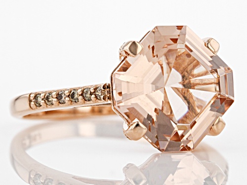 3.75ct Asscher Cut Cor-de-Rosa Morganite™ With 0.15ctw Round Champagne Diamond 14k Rose Gold Ring - Size 9