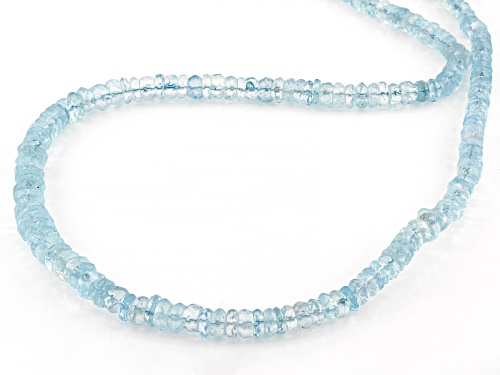 Rondelle Aquamarine Rhodium Over 14k White Gold Beaded Necklace - Size 18