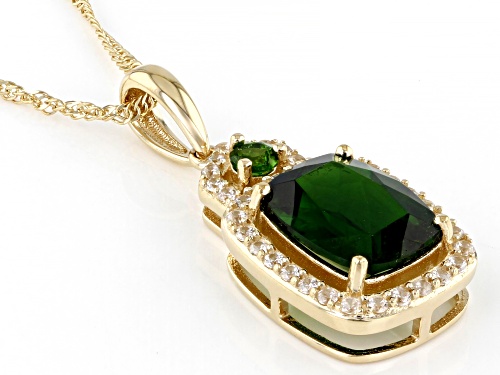 1.81ctw Chrome Diopside With 0.23ctw White Zircon 10k Yellow Gold Pendant With Chain